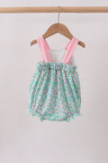 Pink Floral Knit Bubble Romper with Bow for Baby Girls - 5
