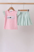 Green Golf Embroidered Skorts Set - 1