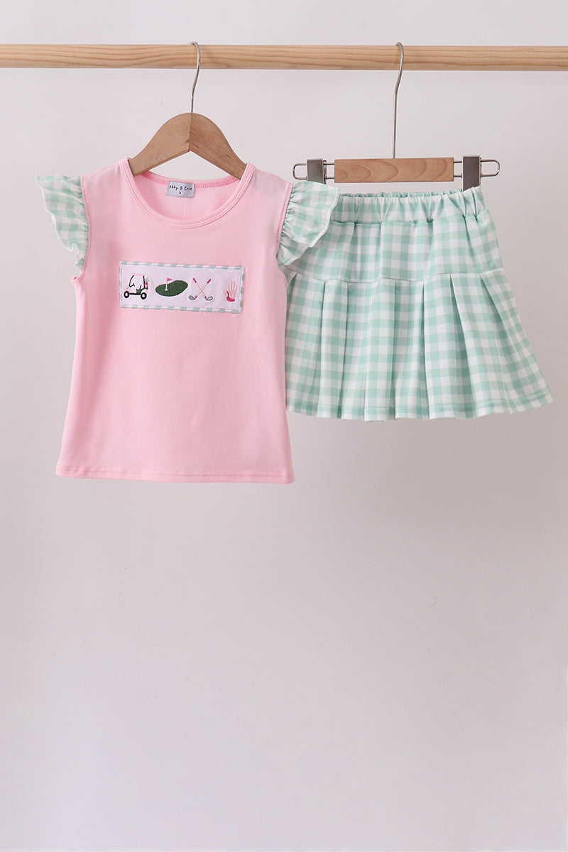 Green Golf Embroidered Skorts Set - 1