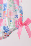 Green Bow Embroidered Checkered Bubble - 3