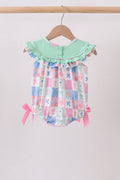 Green Bow Embroidered Checkered Bubble - 4
