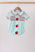Blue Apple Smocked Bubble - 1