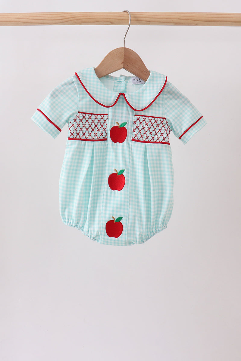Blue Apple Smocked Bubble - 1