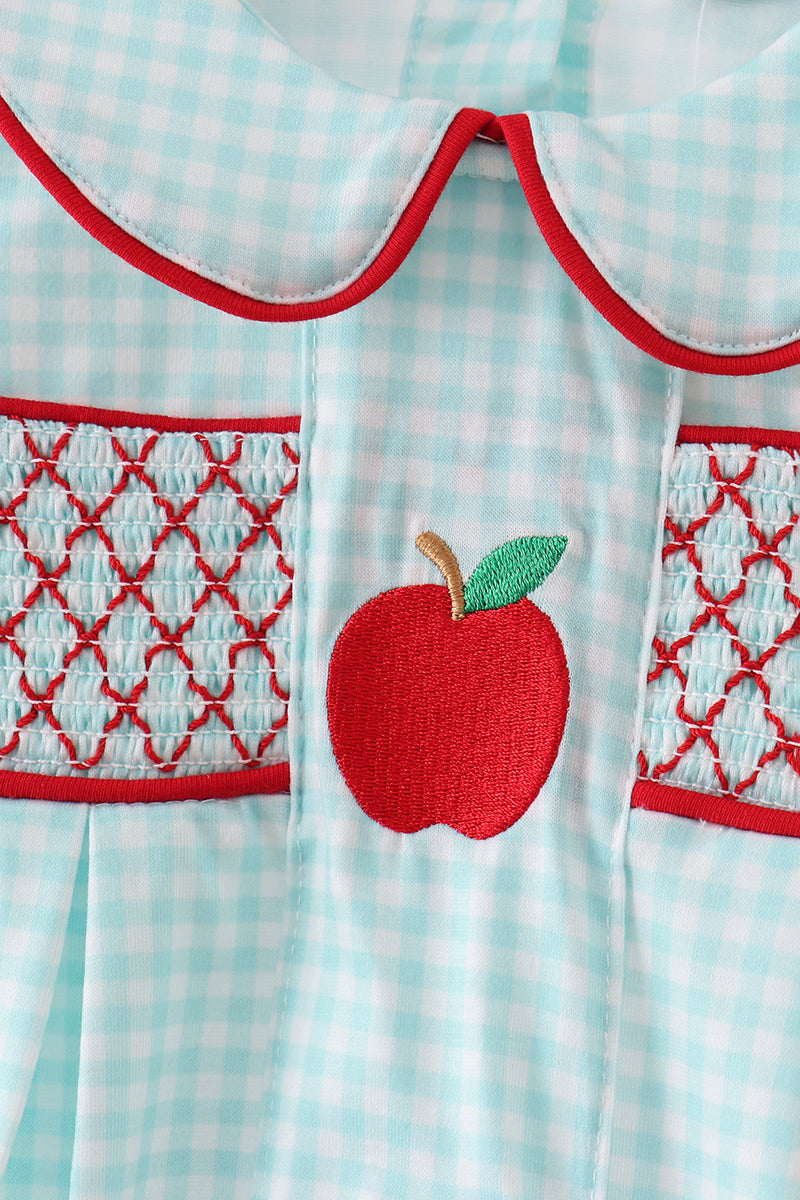Blue Apple Smocked Bubble - 2