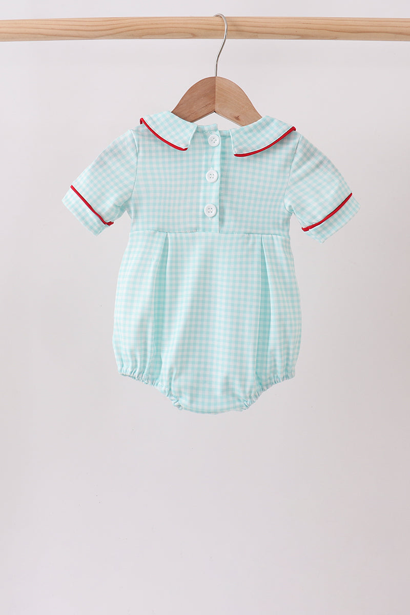 Blue Apple Smocked Bubble - 5