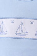 Blue Sailboat Embroidered Skorts Set - 3