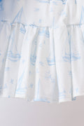 Blue Sailboat Embroidered Skorts Set - 4