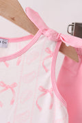 Pink Bow Print Ruffle Shorts Set - 2