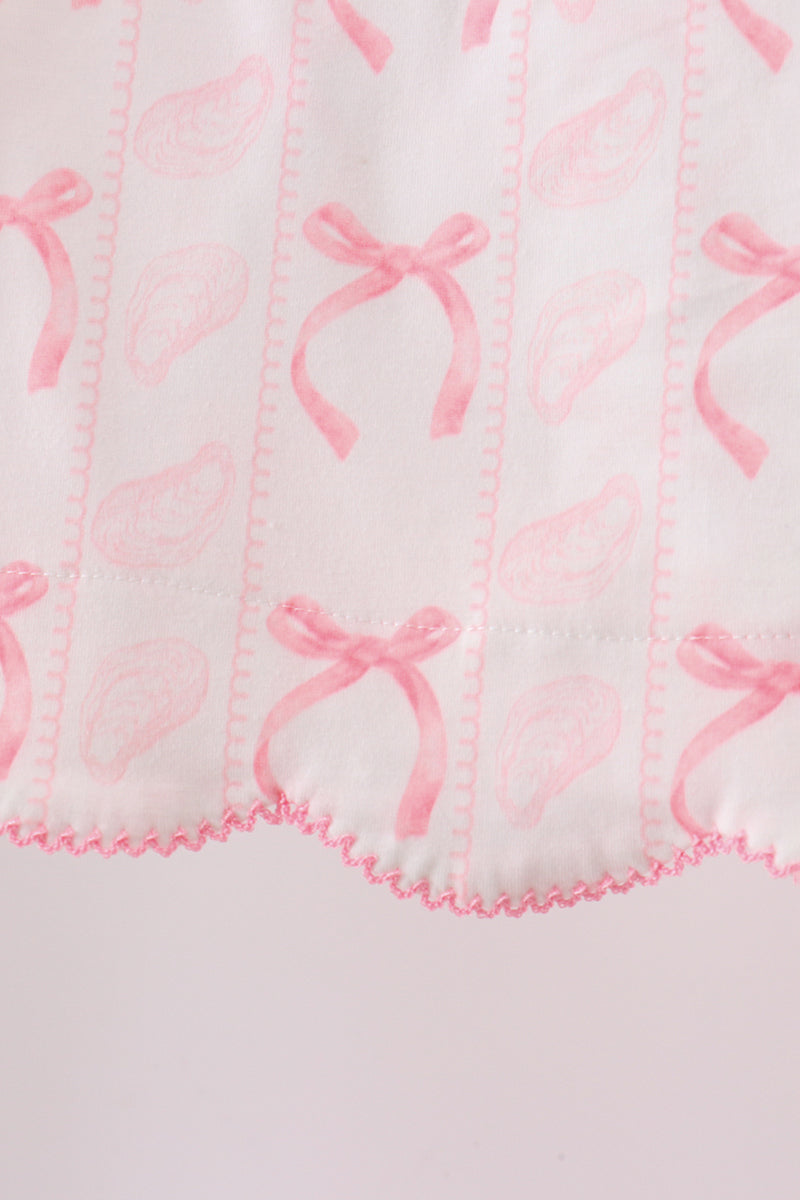 Pink Bow Print Ruffle Shorts Set - 3