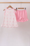 Pink Bow Print Ruffle Shorts Set - 6