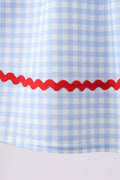 Blue School Bus Smocked Gingham Dress - 2
