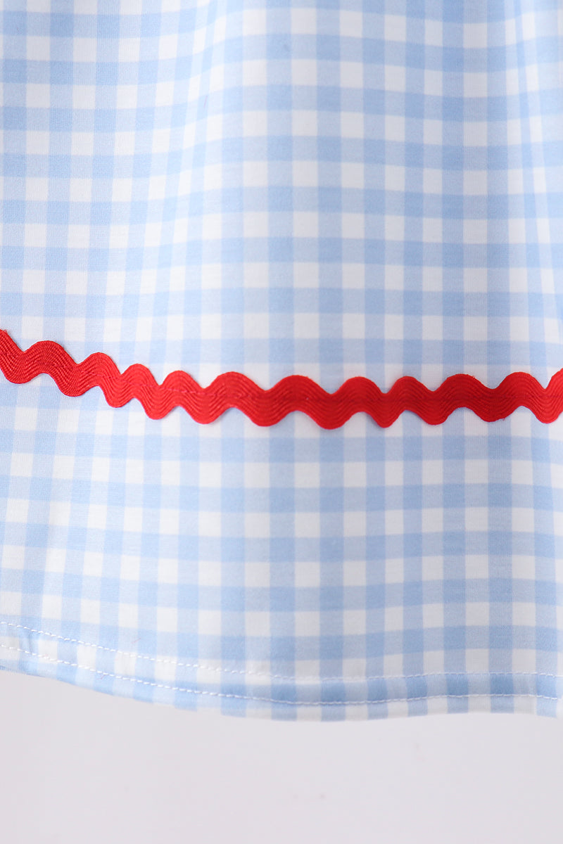 Blue School Bus Smocked Gingham Dress - 2