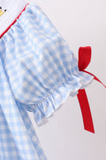 Blue School Bus Smocked Gingham Dress - 3