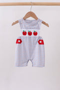 Blue Apple Embroidered Plaid Jon Jon - 1