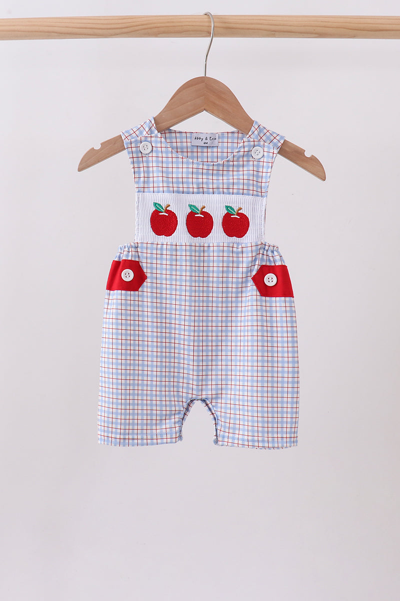 Blue Apple Embroidered Plaid Jon Jon - 1