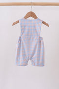 Blue Apple Embroidered Plaid Jon Jon - 4