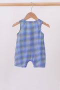 Navy Apple Embroidered Gingham Jon Jon - 5