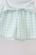 Green football french knot gingham skorts set - 2