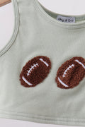 Green football french knot gingham skorts set - 4