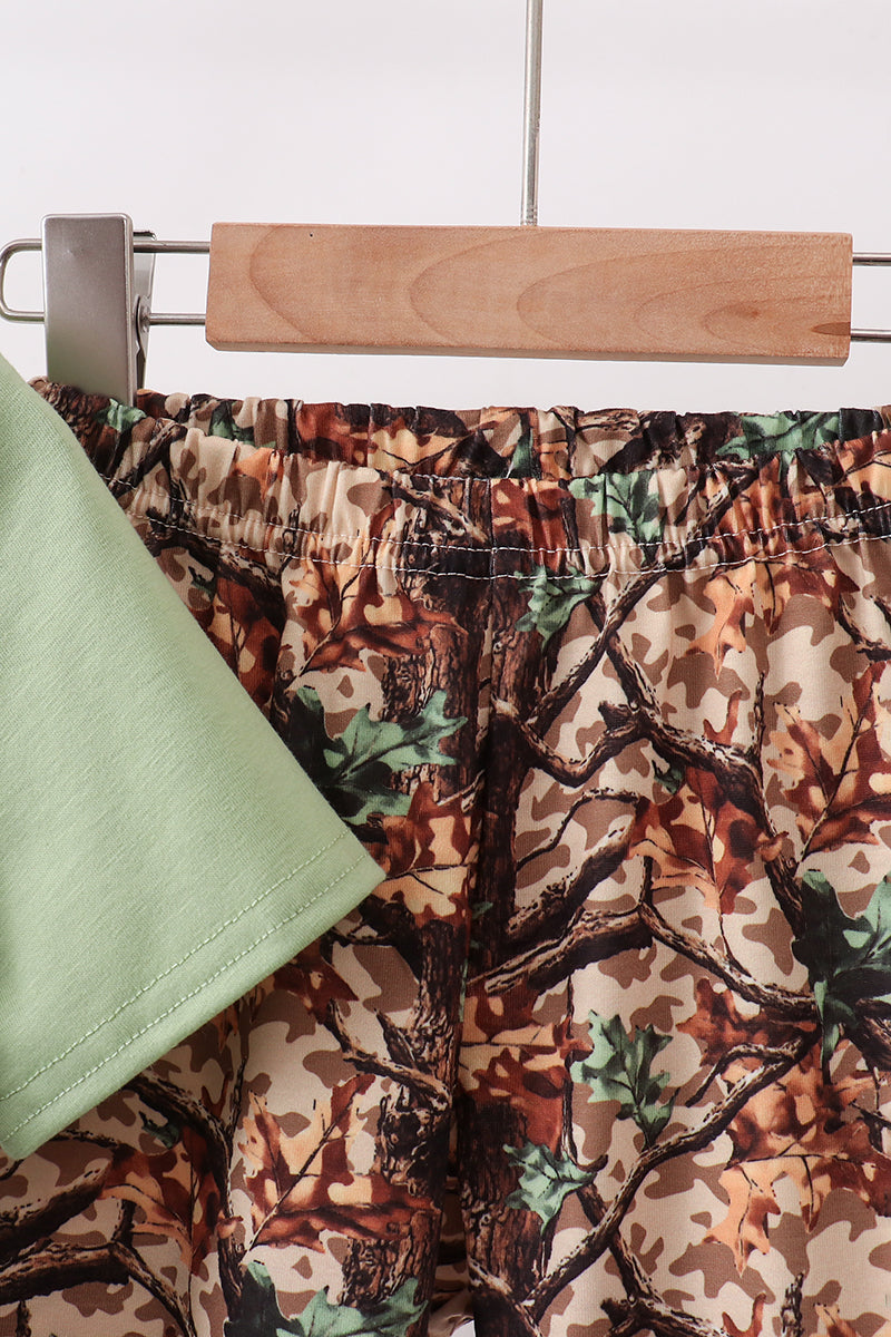 Green Hunting Print Pants Set - 2