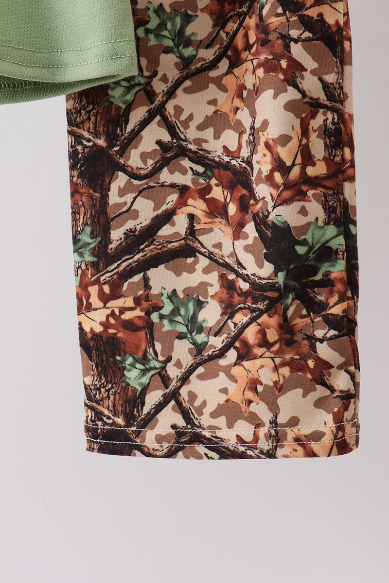 Green Hunting Print Pants Set - 3