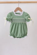 Sage collar smocked lace bubble - 1