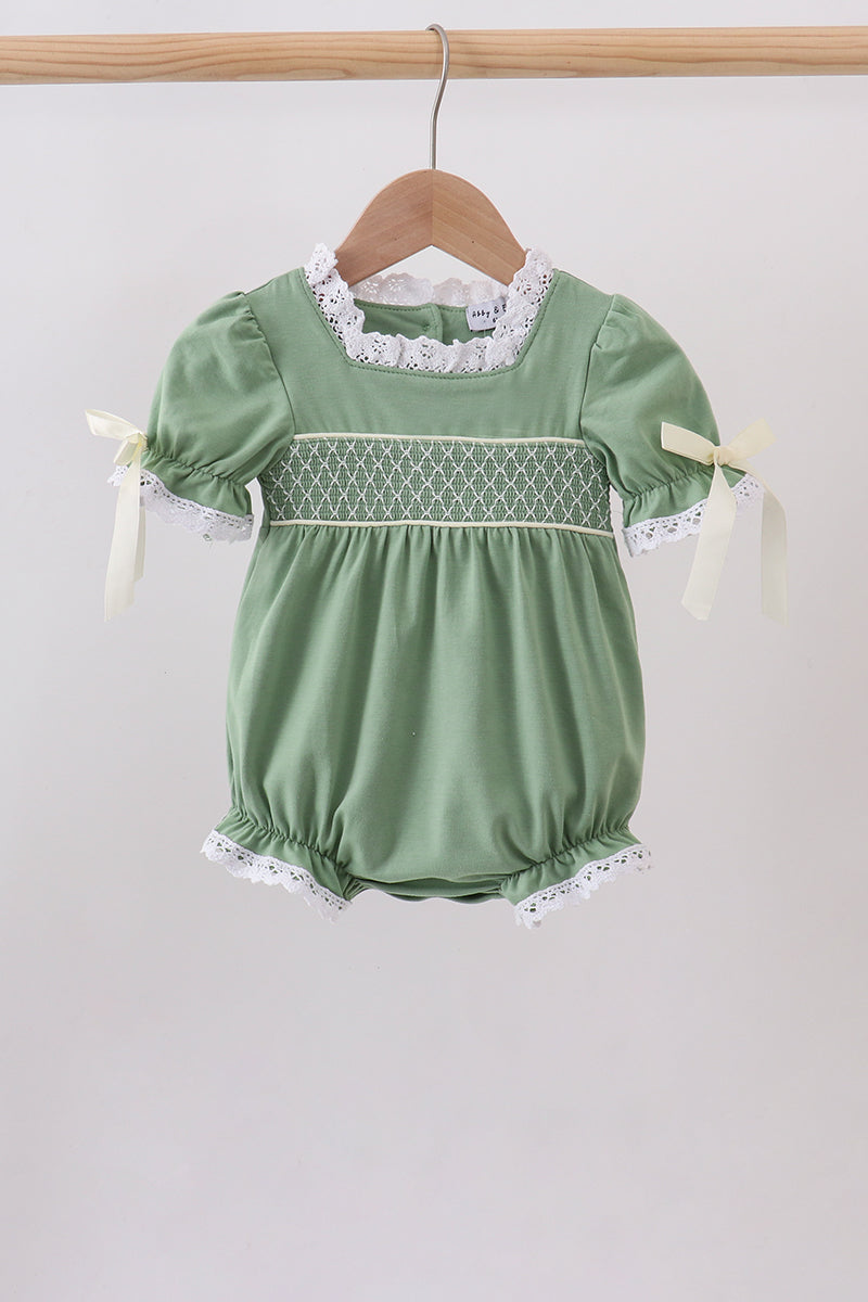 Sage collar smocked lace bubble - 1