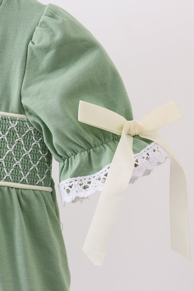 Sage collar smocked lace bubble - 2