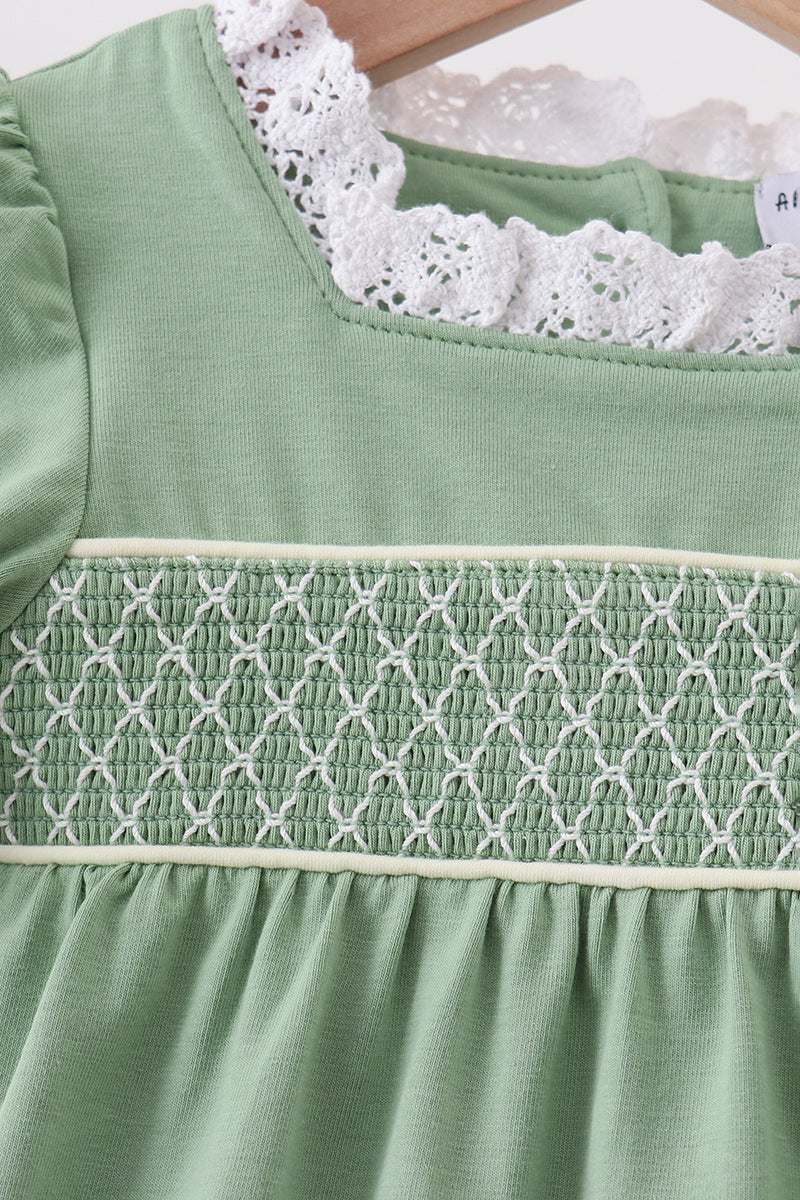 Sage collar smocked lace bubble - 3