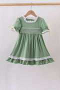 Sage collar smocked lace dress - 1