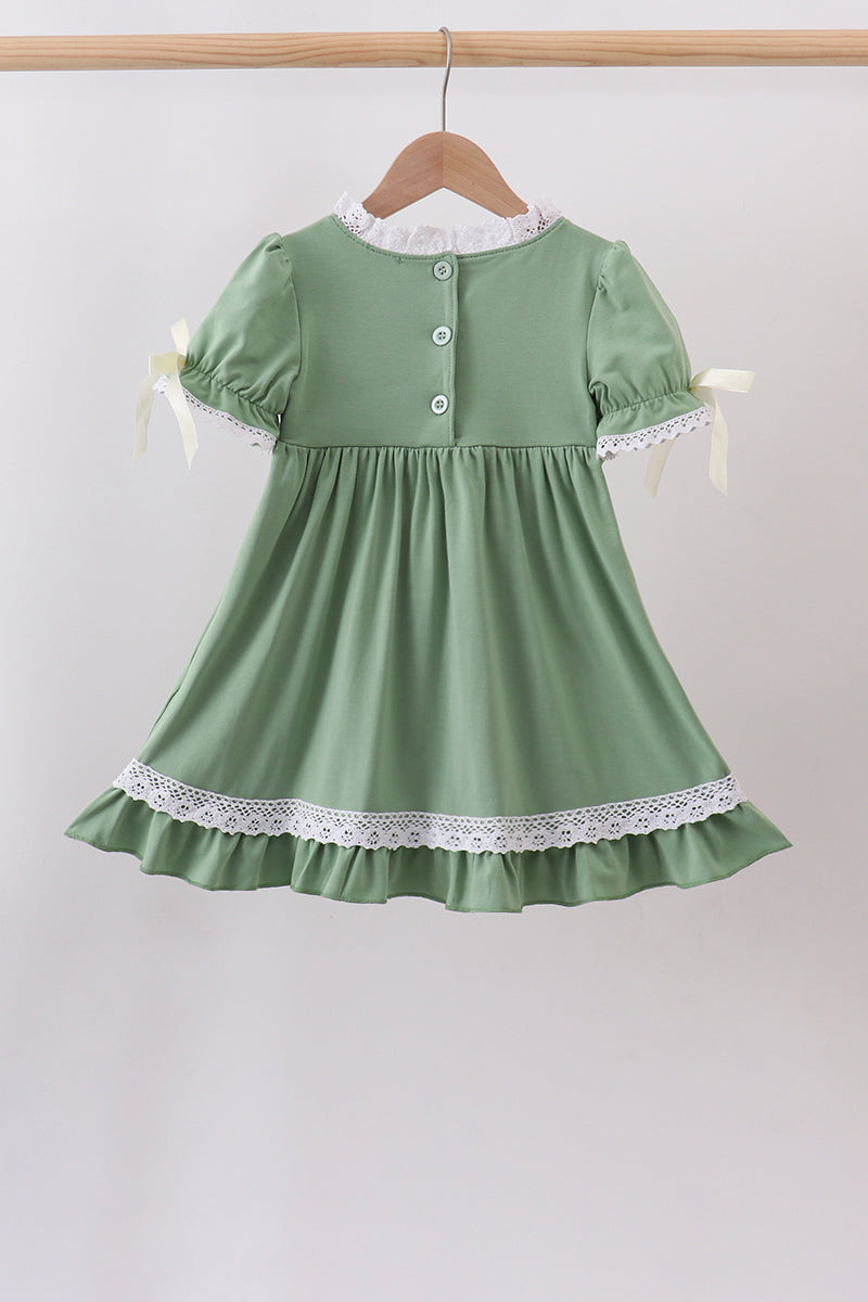 Sage collar smocked lace dress - 2