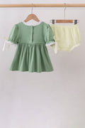 Sage collar smocked lace bloomer set - 2
