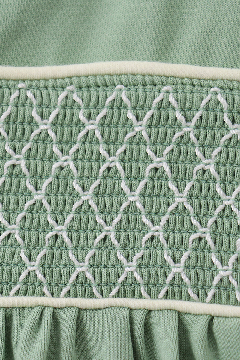 Sage collar smocked lace bloomer set - 5