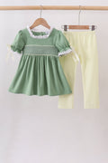 Sage collar smocked lace pants set - 1