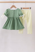 Sage collar smocked lace pants set - 2