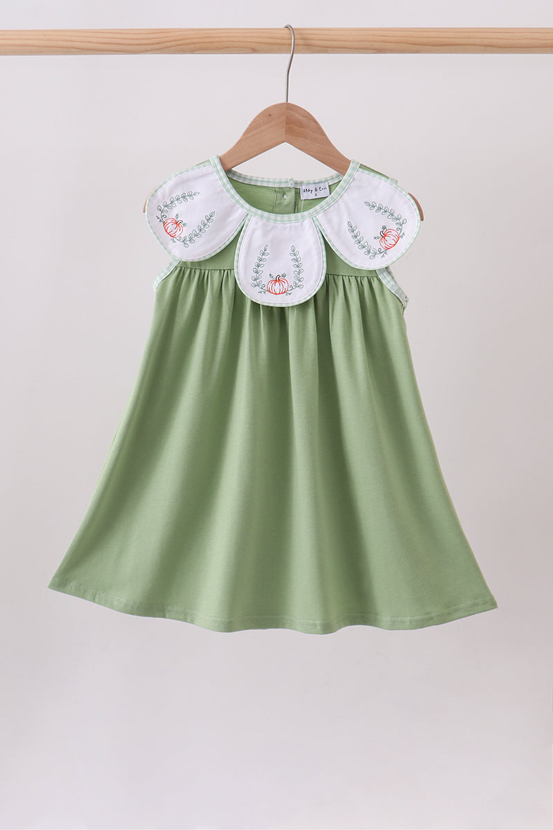 Sage Pumpkin Embroidered Dress - 1