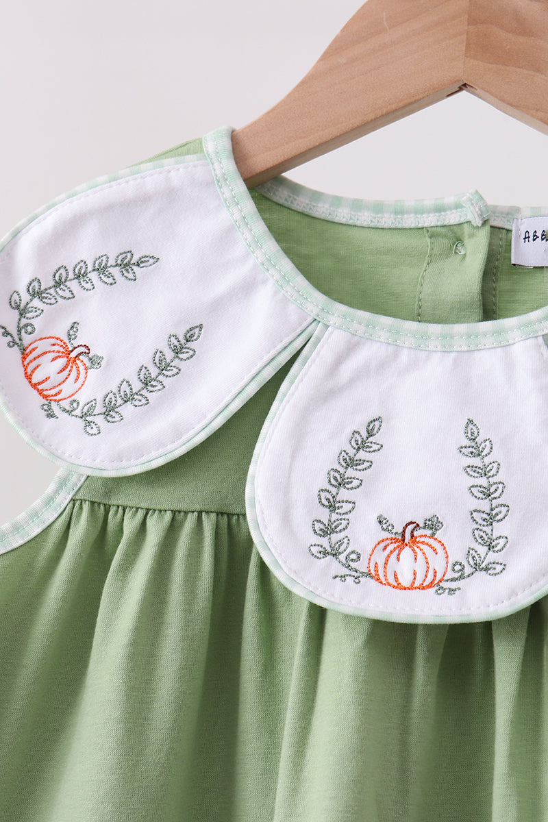 Sage Pumpkin Embroidered Dress - 4