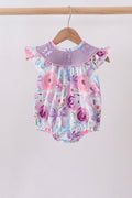 Purple Bow Embroidered Floral Bubble - 1