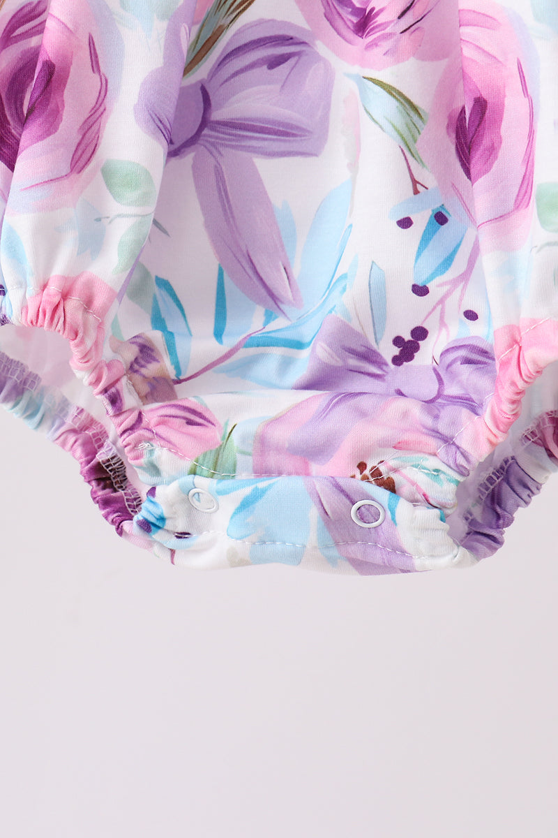 Purple Bow Embroidered Floral Bubble - 2
