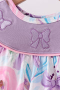 Purple Bow Embroidered Floral Bubble - 4