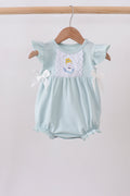 Light blue character embroidery ruffle bubble - 1