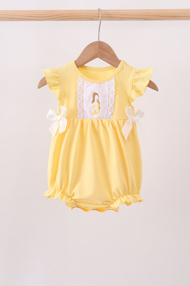 Mustard character embroidery ruffle bubble - 1