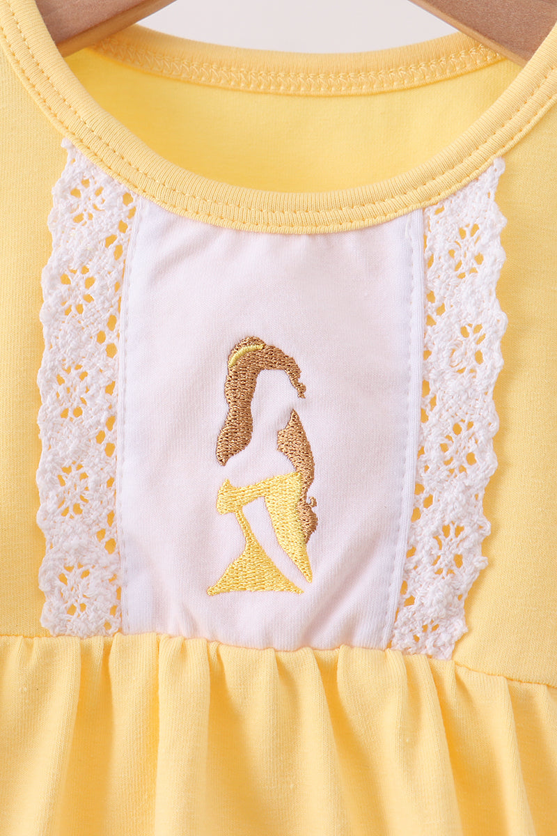 Mustard character embroidery ruffle bubble - 2
