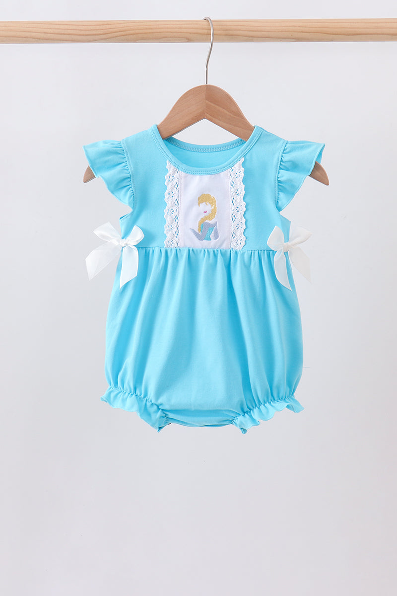Blue character embroidery ruffle bubble - 1