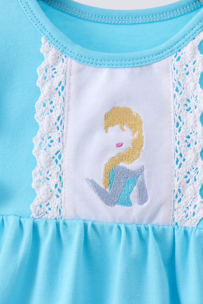 Blue character embroidery ruffle bubble - 2