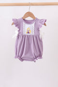 Purple character embroidery ruffle bubble - 1