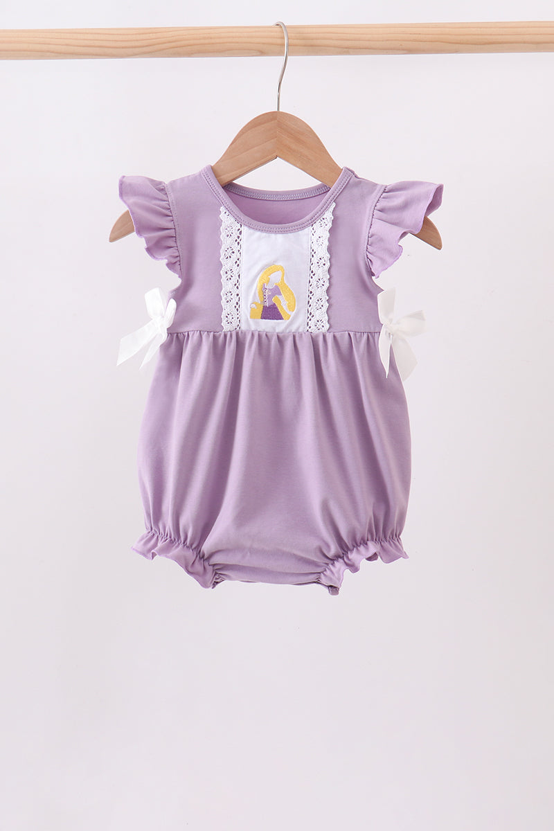 Purple character embroidery ruffle bubble - 1