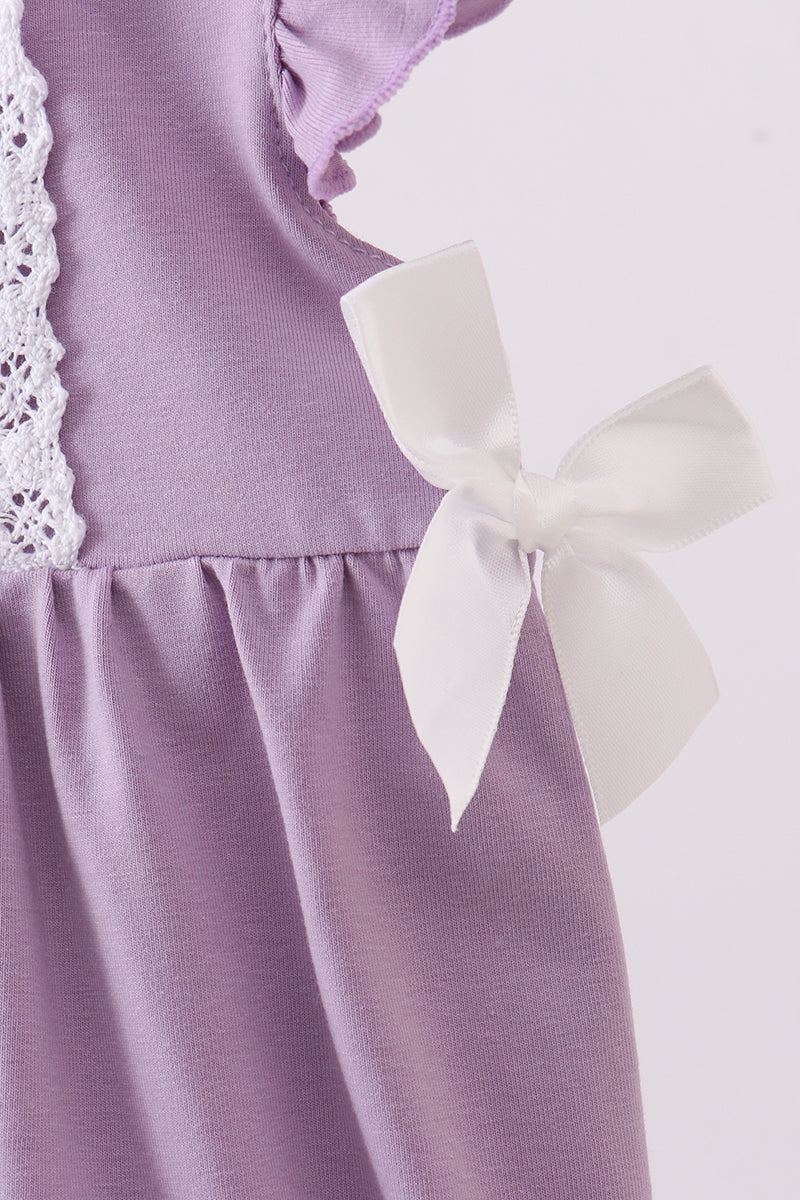 Purple character embroidery ruffle bubble - 2