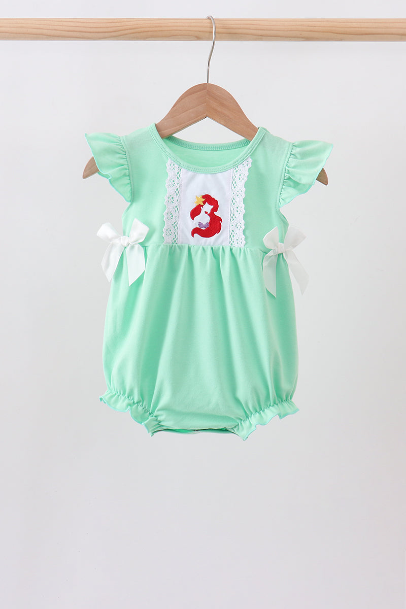 Green character embroidery ruffle bubble - 1