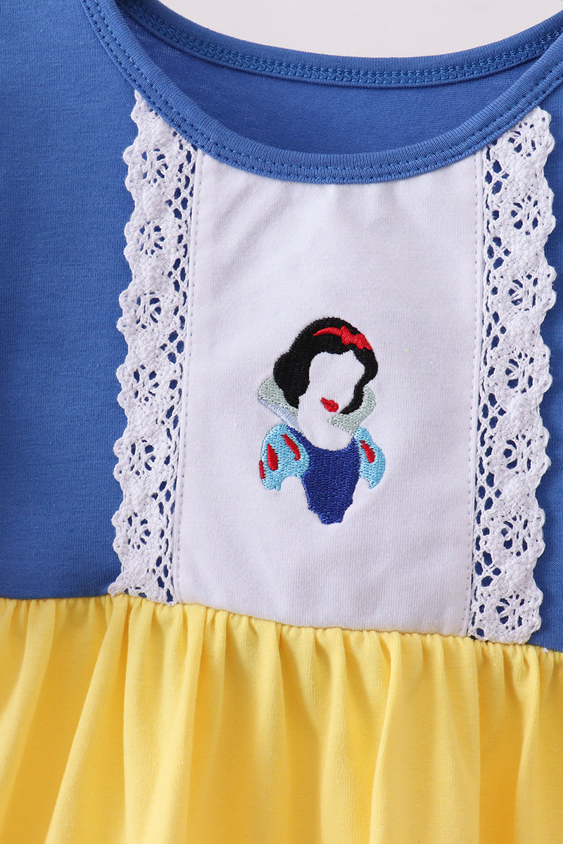 Royal blue&mustard character ruffle dress - 2